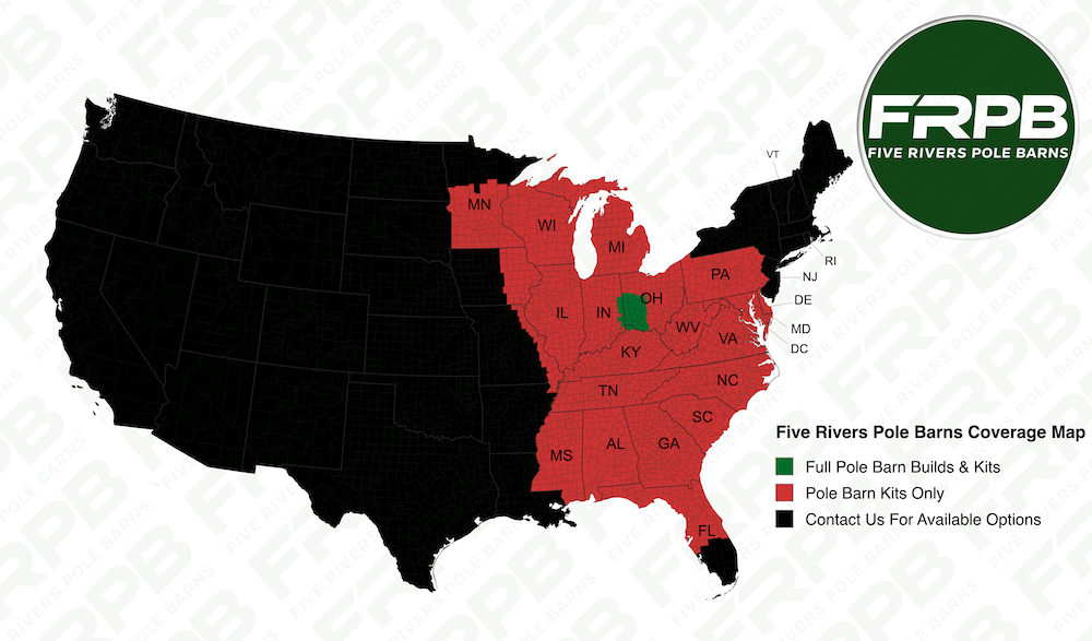 Five Rivers Pole Barns Coverage Map